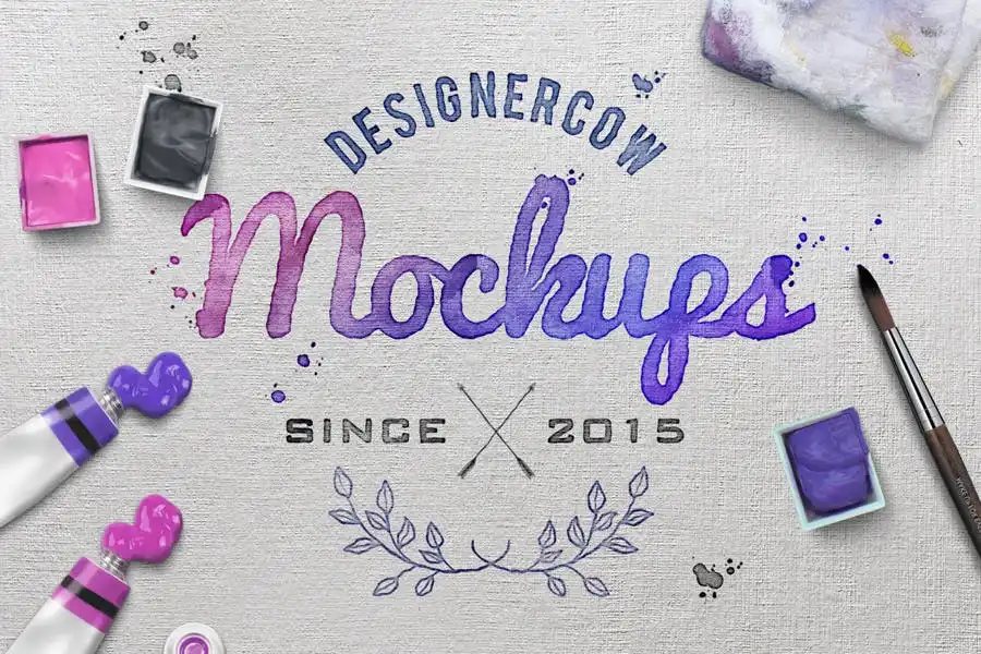 Watercolor Scene Text Mockups