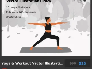 yoga workout vector illustrations 2 color styles
