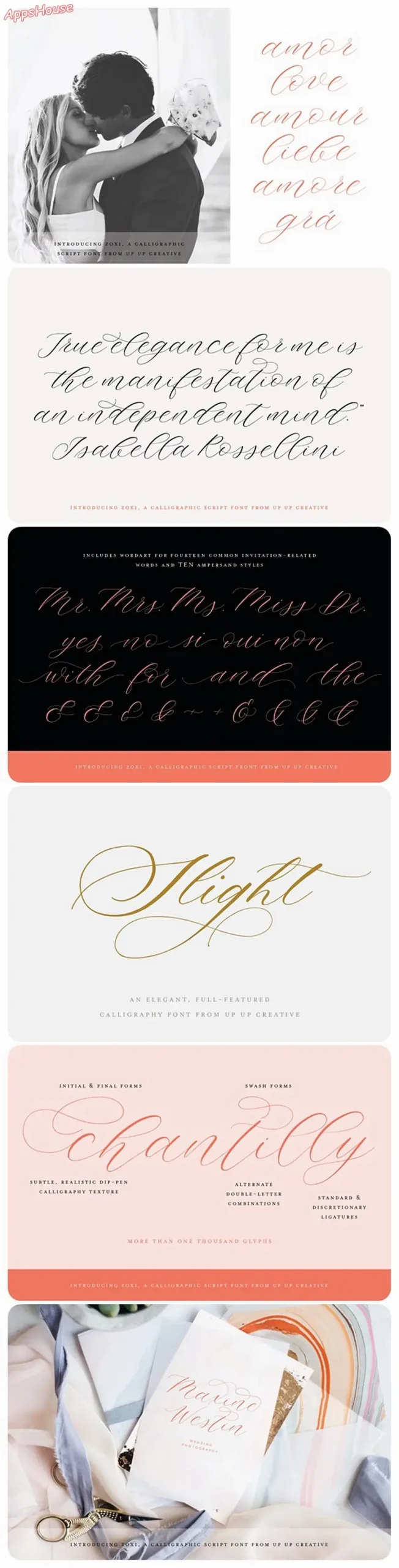 Zoxi, A Calligraphy Script Font
