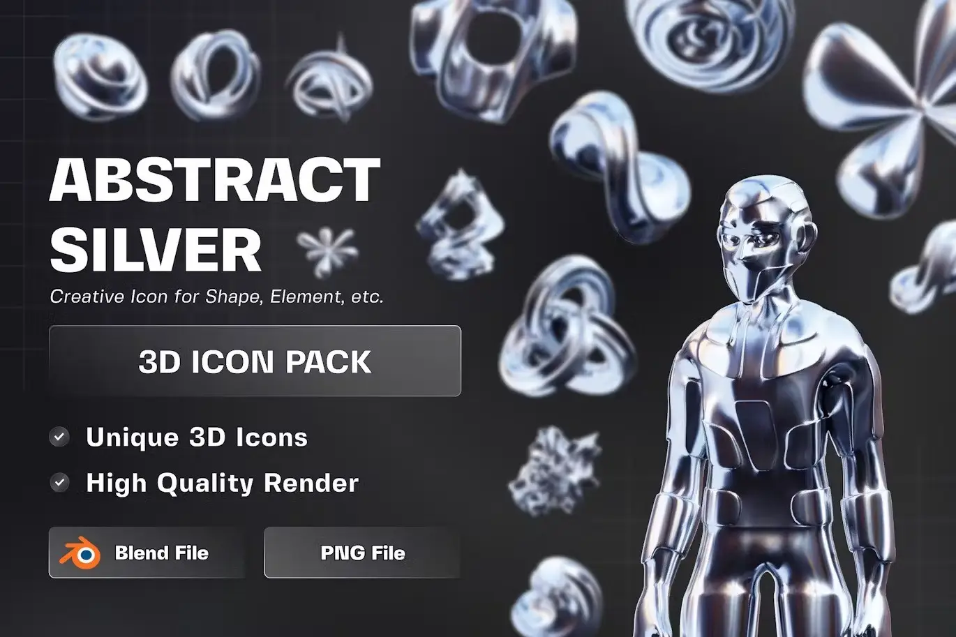 Abstract Silver 3D Illustration Pack