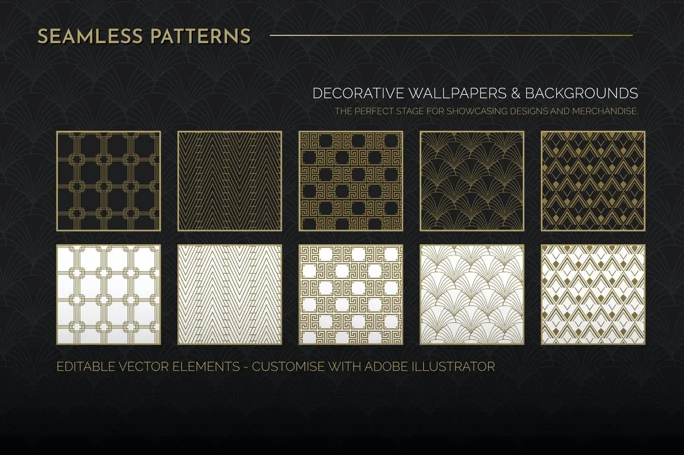 Art Deco Seamless Patterns Vol 1 10 art deco graphic pack03