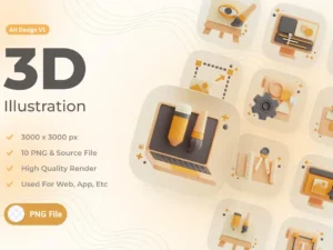 art design set 3d illustration1