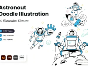 astronout doodle illustration1