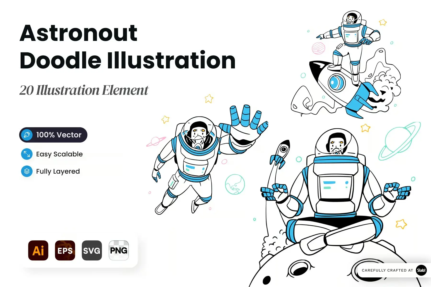 Astronout Doodle Illustration