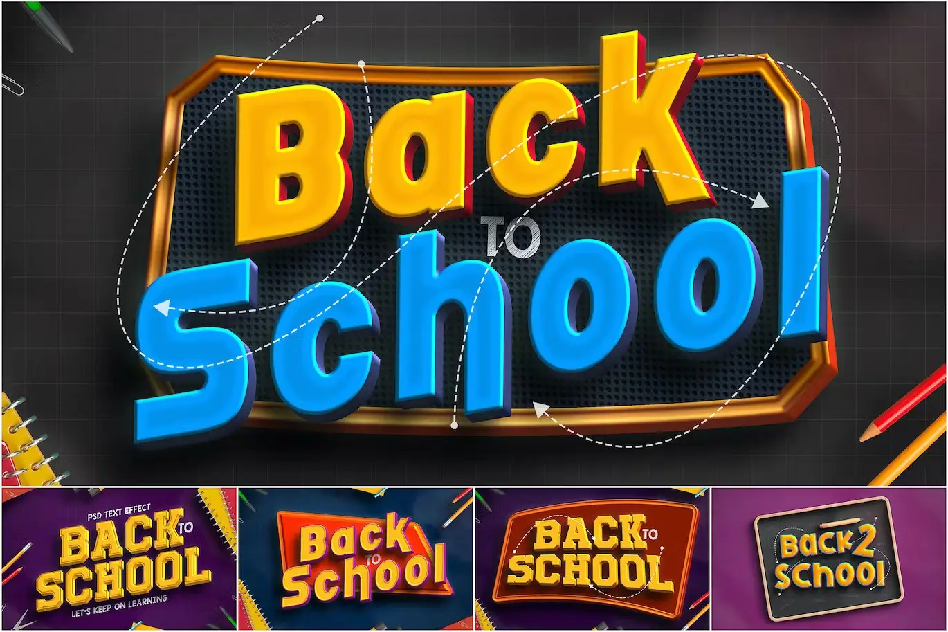 Back to School 3d Text Effect Style