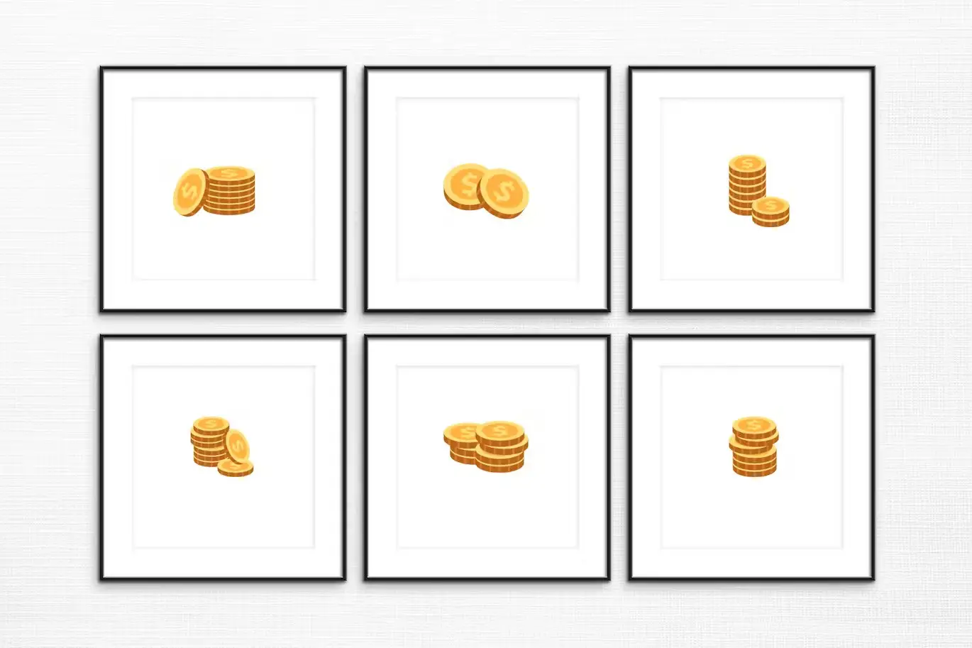 Banknote and Coins Illustration Set 3 banknote and coins illustration set2