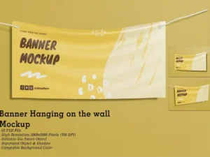 banner hanging on the wall mockup1