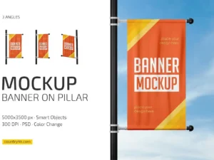banner on pillar mockup set1