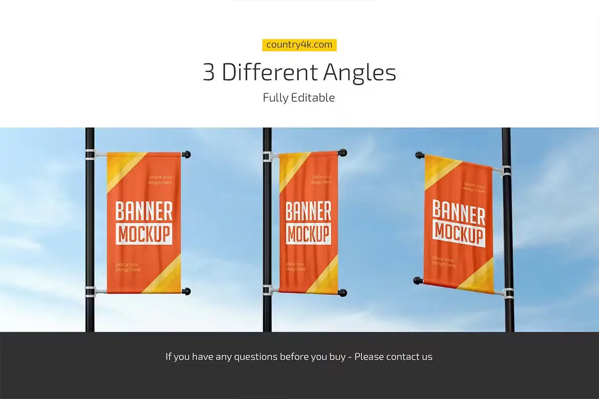 Banner on Pillar Mockup Set 3 banner on pillar mockup set2
