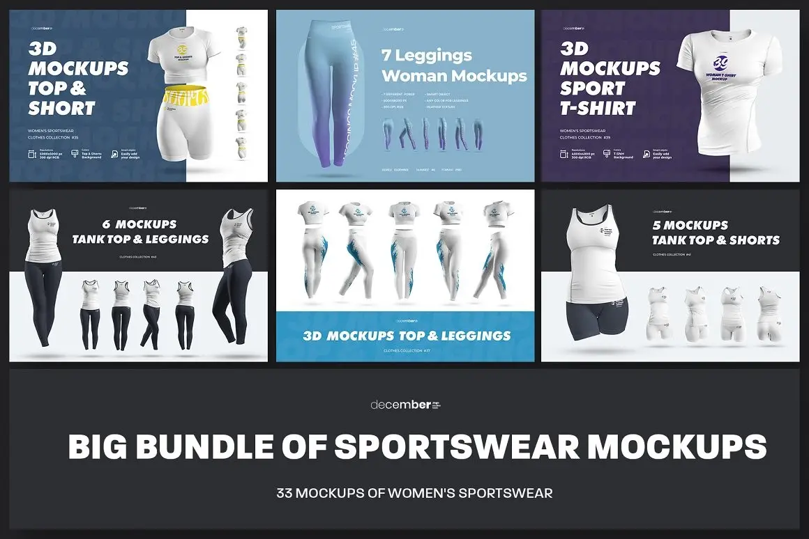 Adobe Photoshop Templates Bundle - 2 Items 3 big bundle sportswear women mockups01