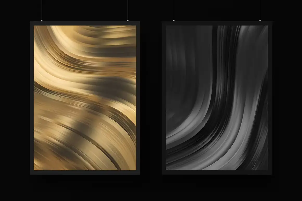 Black and Gold Wavy Abstract Backgrounds