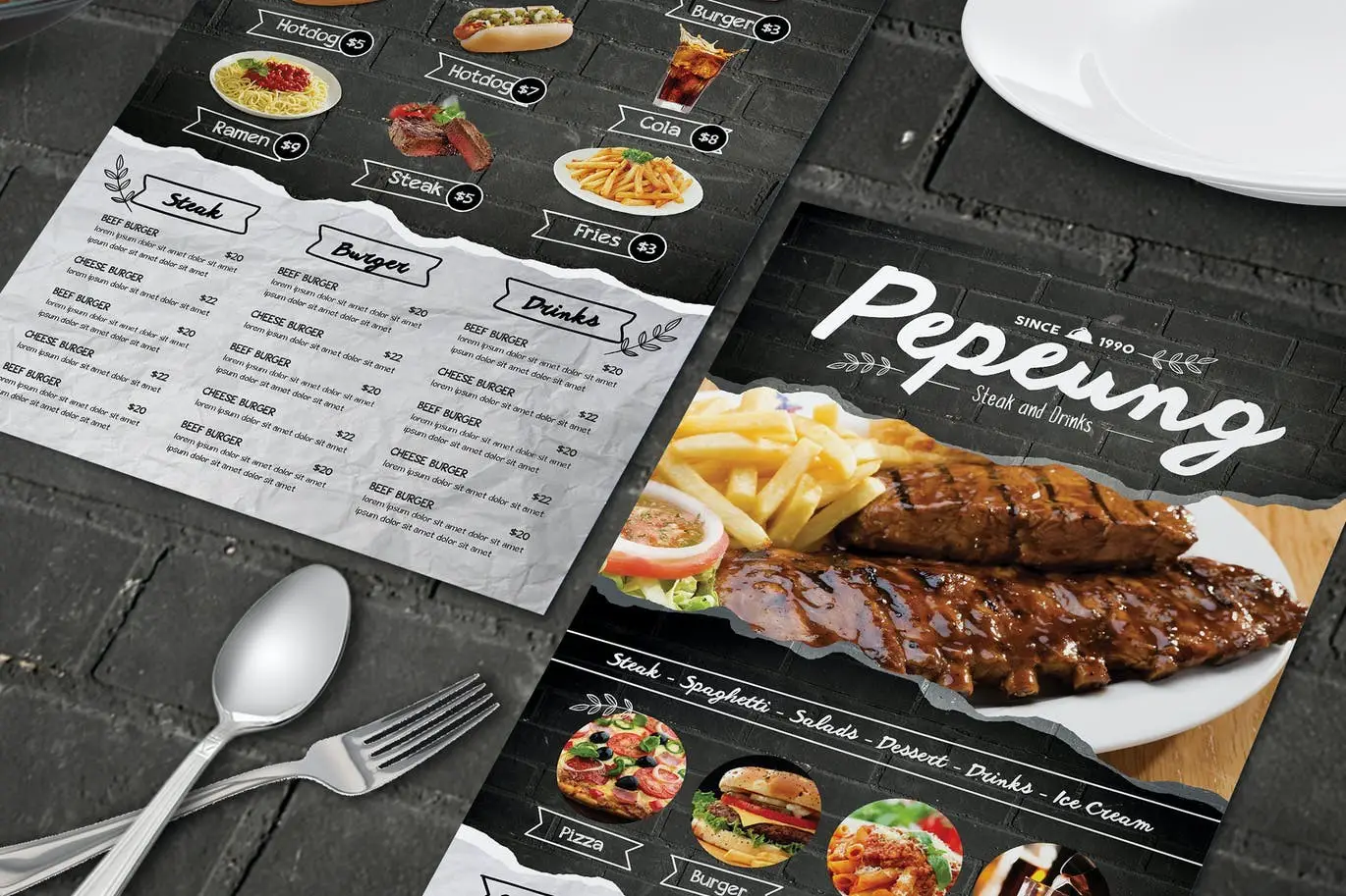 Black Brick Wall Menu