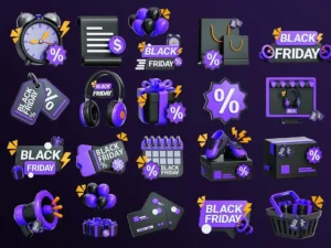 black friday 3d icon set2