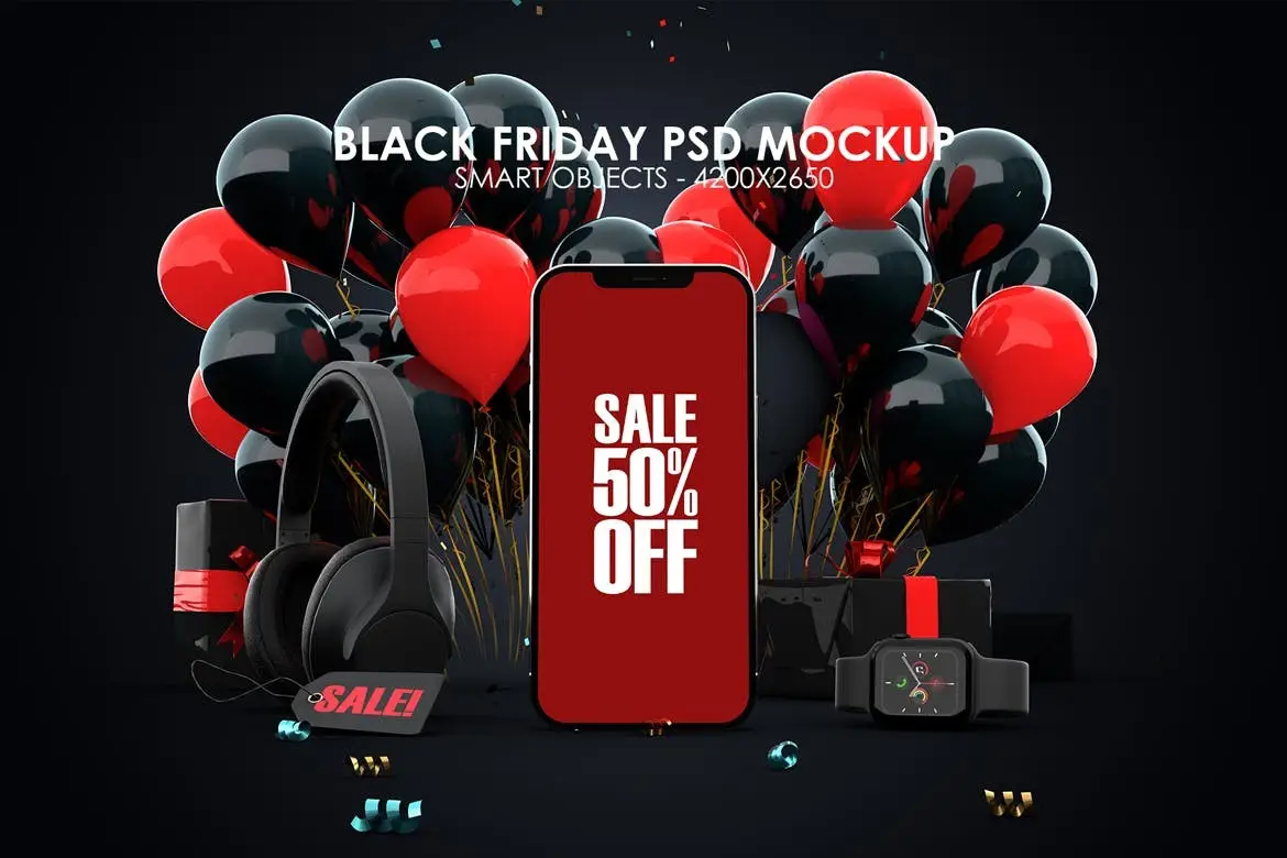 Smartphone Black Friday PSD Mockup