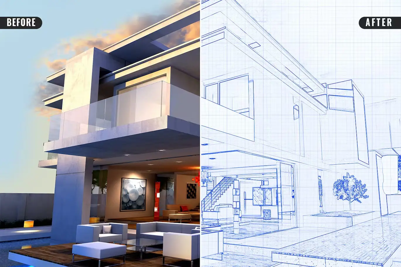 Blueprint Effect Photoshop