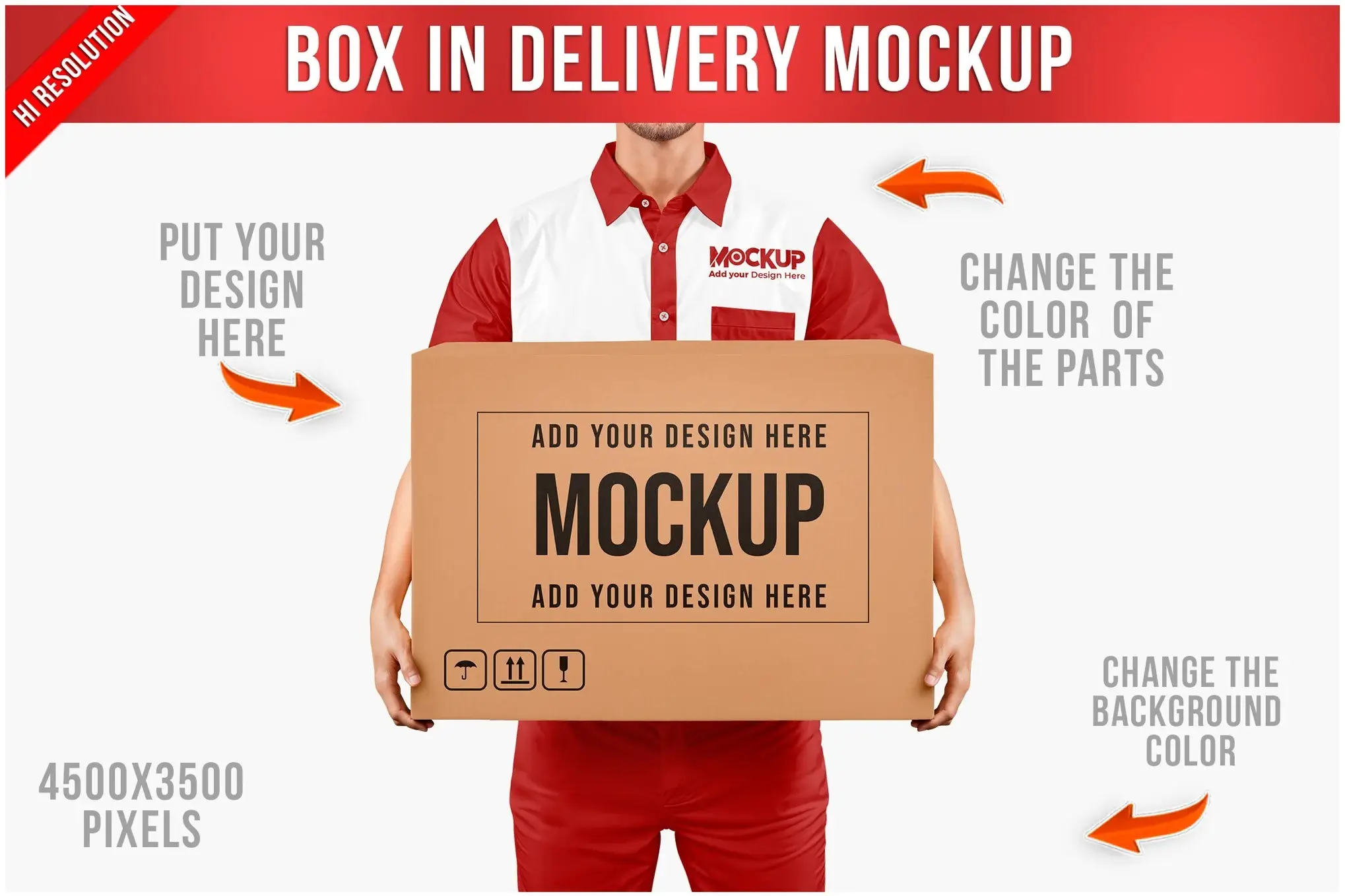Box in Delivery Man's Hands Mockup