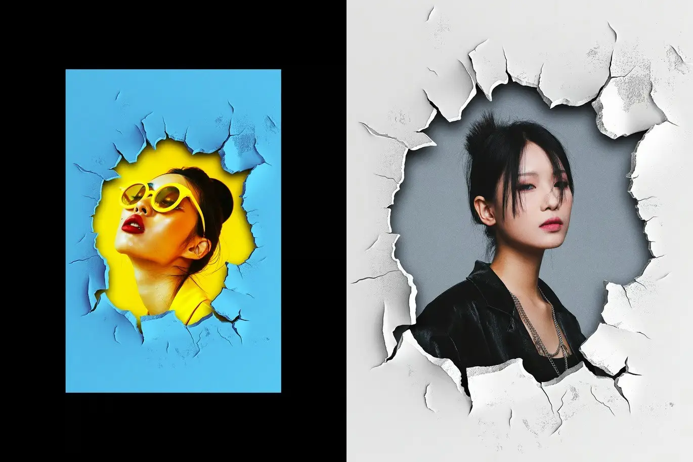 Broken Wall Hole Photo Effect