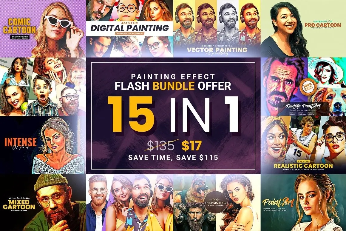 BUNDLE! 15 in 1 Oil Painting Effect
