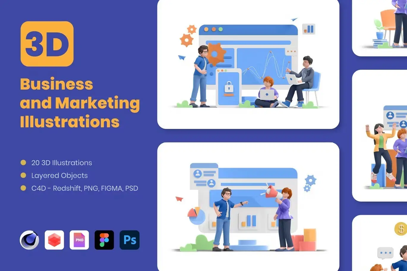 Business and Marketing 3D Illustration
