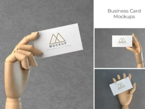 business card in wooden hand mockups1