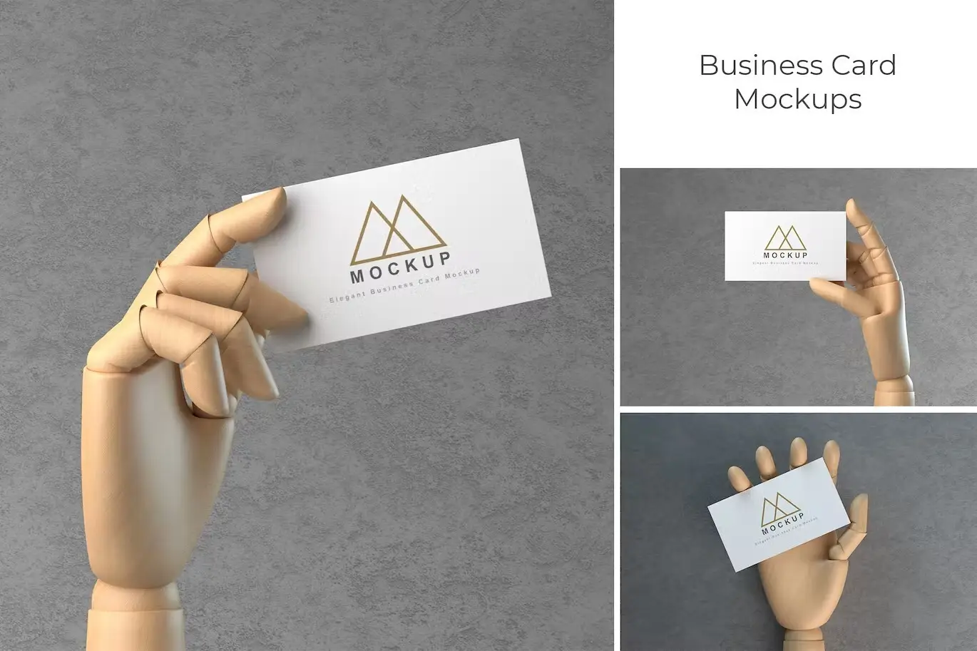 High Quality Business Card in Wooden Hand Mockups