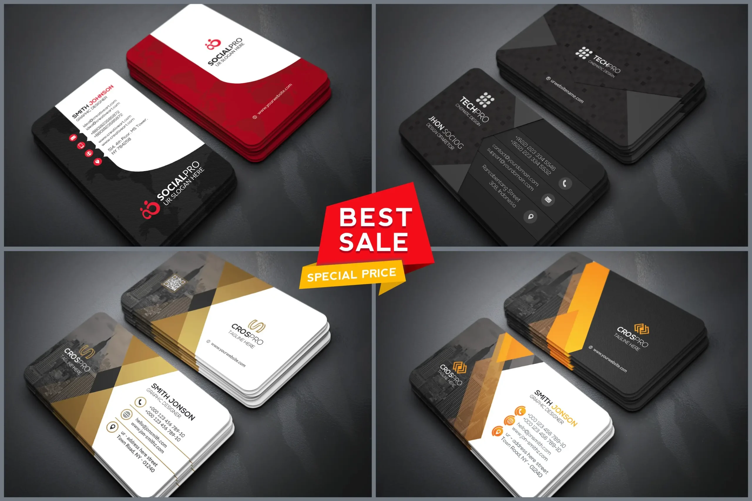 Adobe Photoshop Business Templates Bundle - 2 Items 3 business cards bundle 351