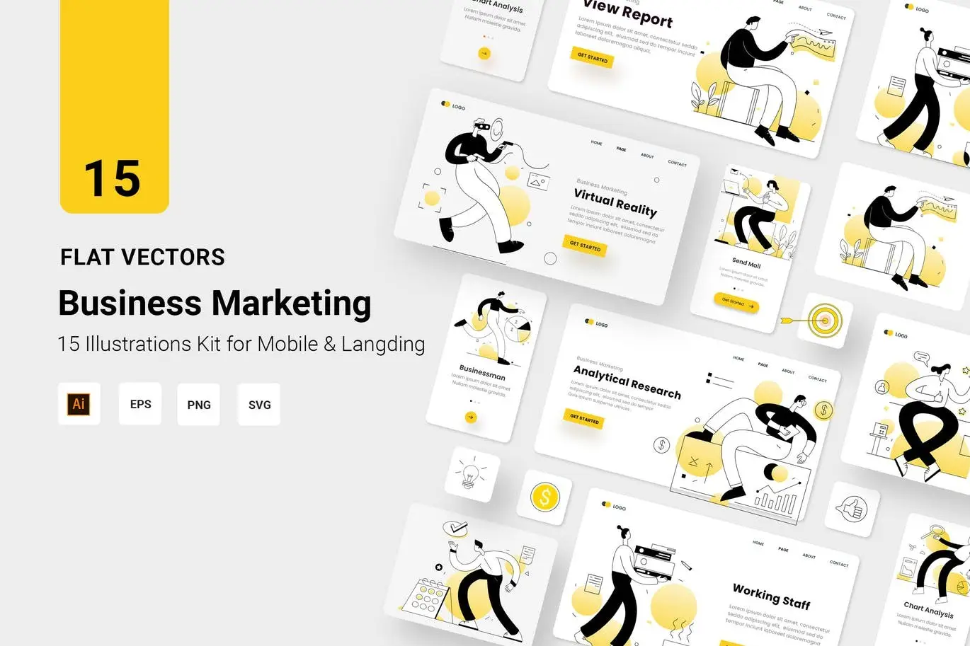 Business Vectors Illustration Flat Line