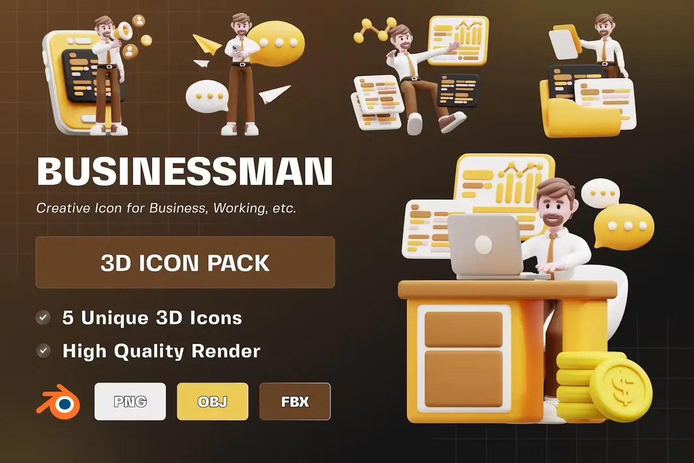 Businessman 3D Illustration Pack