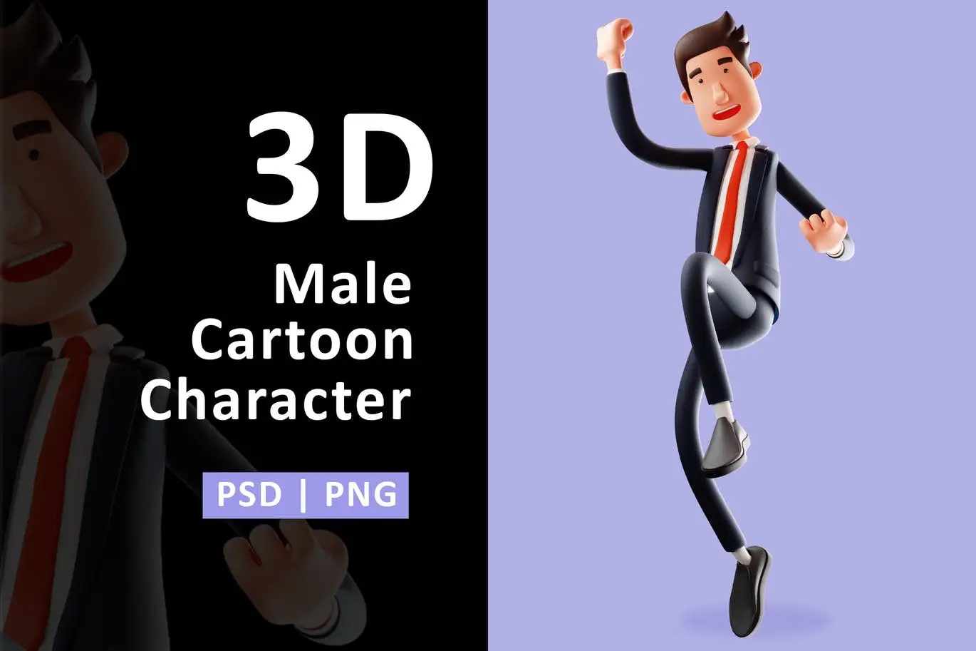 Businessman - 3D Man Cartoon Picture Jumping