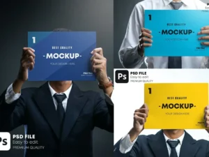 businessman holding poster pockup set1