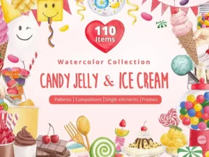 candy jelly ice cream watercolor01