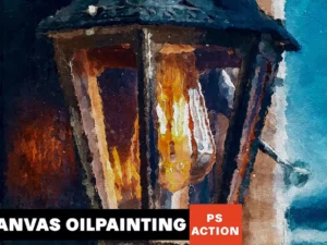 canvas oil painting photoshop action1