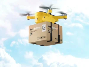 cardboard box delivery by drone mockup1