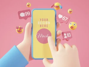 cartoon hand mobile notifications mockup1