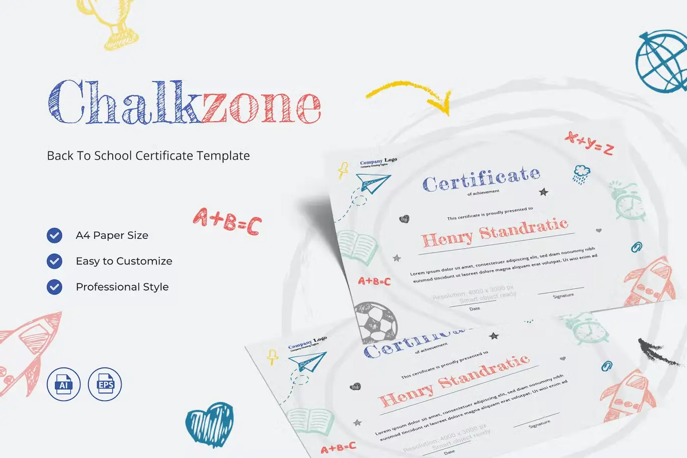 Chalkzone Creative Certificate Template Ai