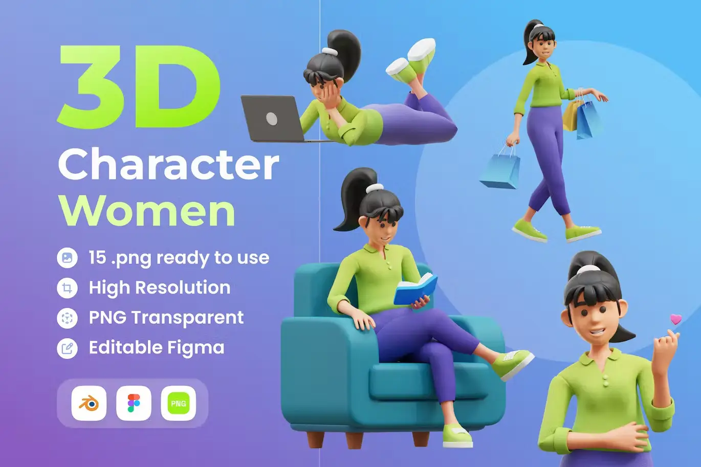 女性角色3D插画