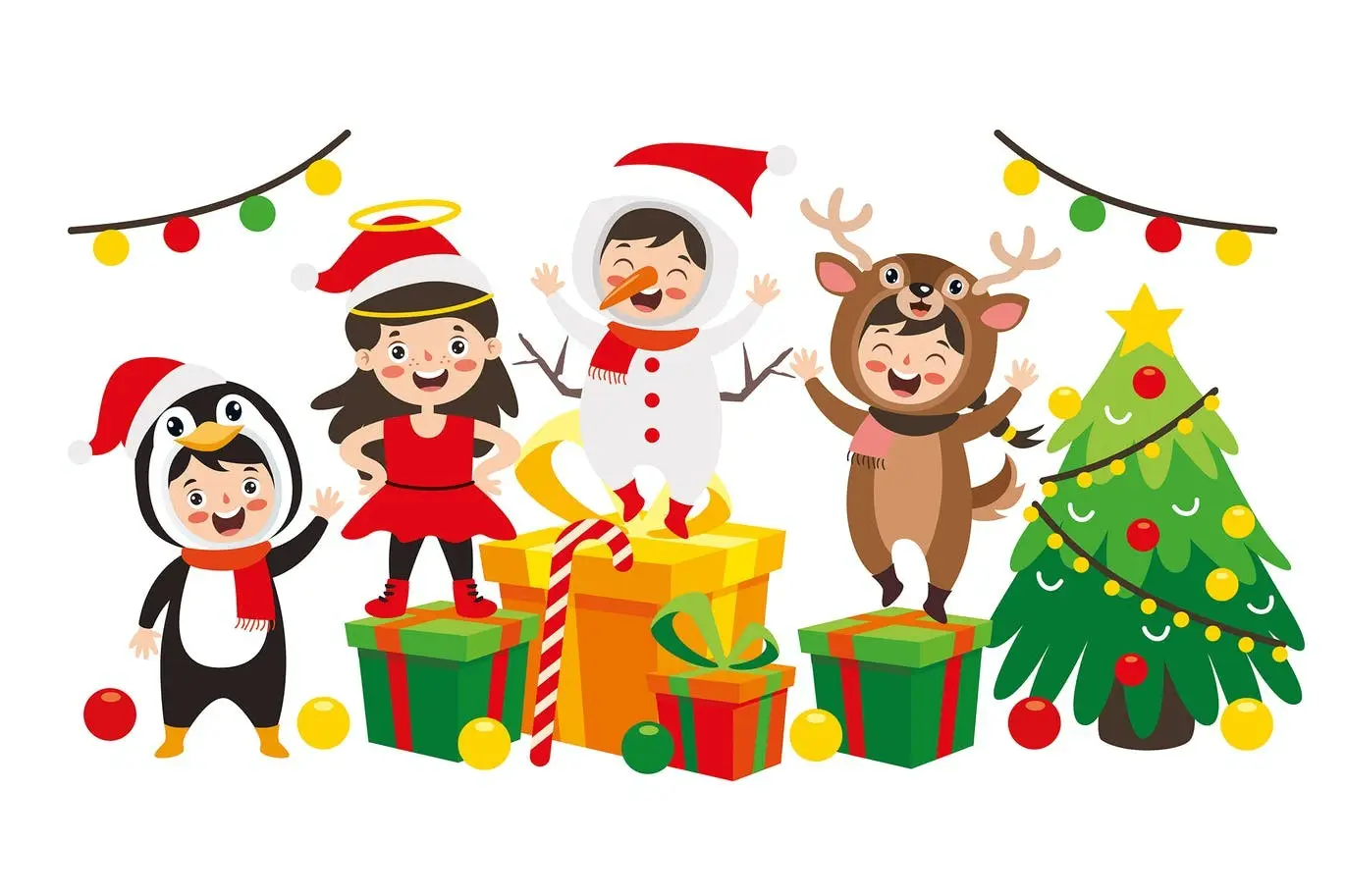 Children Celebrating New Year And Christmas 6 children celebrating new year and christmas2