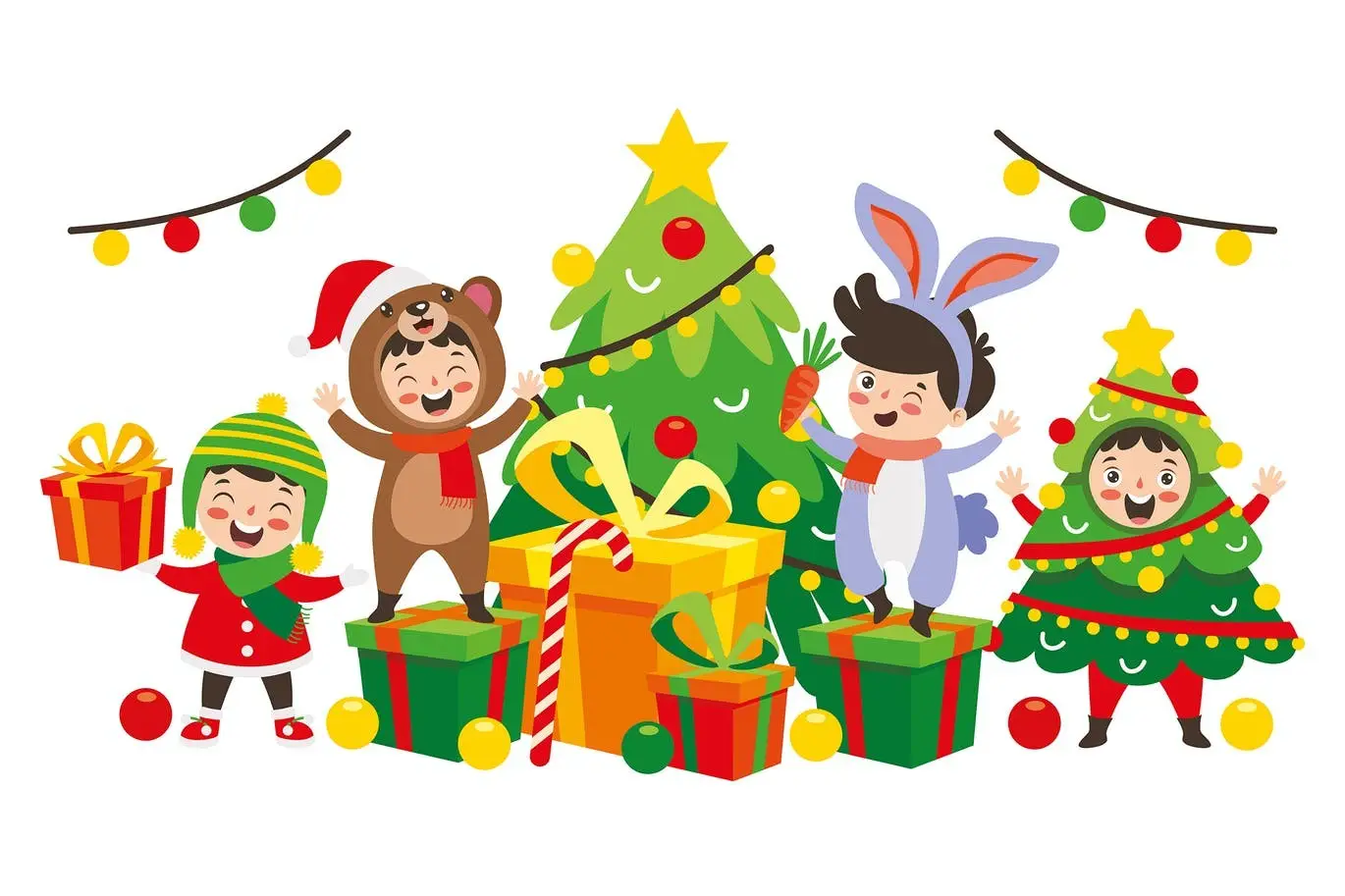 Children Celebrating New Year And Christmas 5 children celebrating new year and christmas3