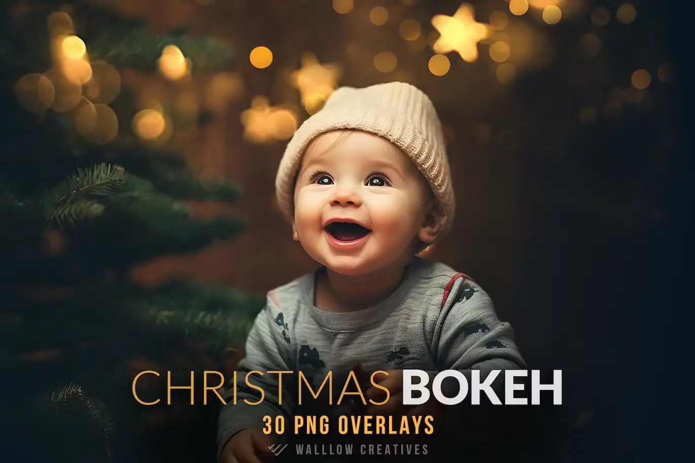 Christmas bokeh light overlay, star bokeh overlays