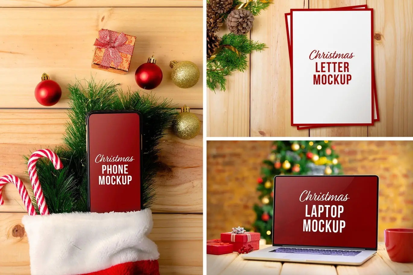 Christmas Device and Letter Mockup Set 3 christmas device letter mockup set3