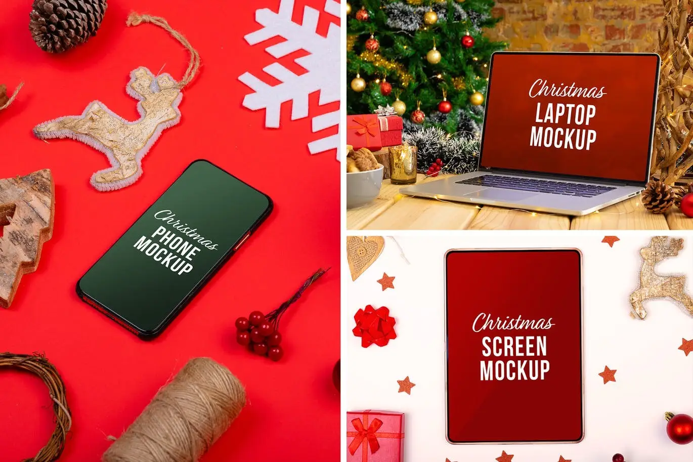 Christmas Device and Letter Mockup Set 4 christmas device letter mockup set4