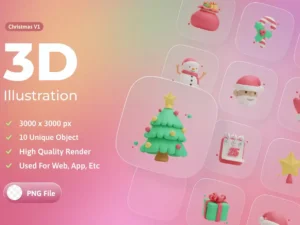 christmas icon set 3d illustration1
