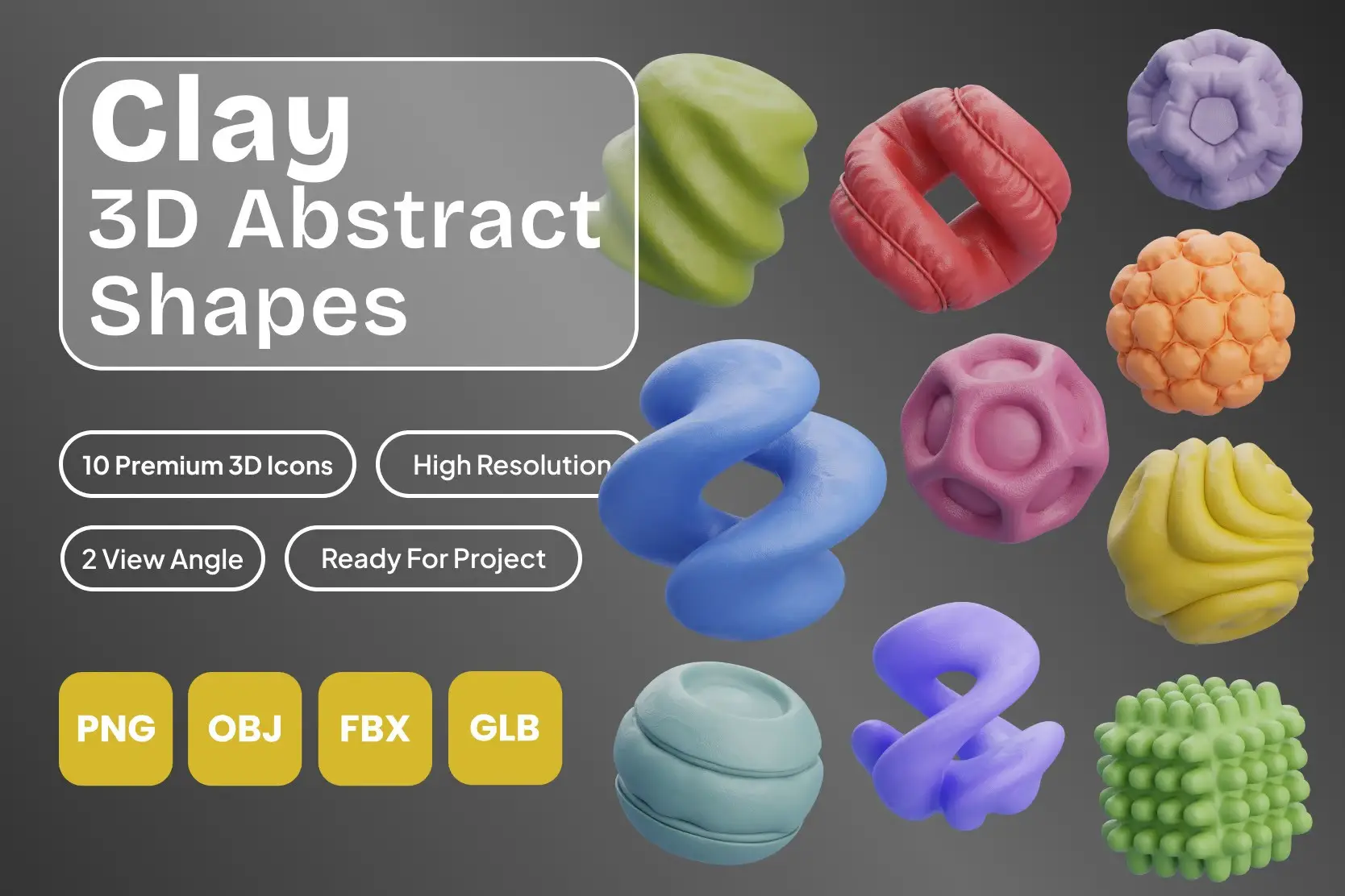 Clay 3D Abstract Shapes 3 clay 3d abstract shapes2