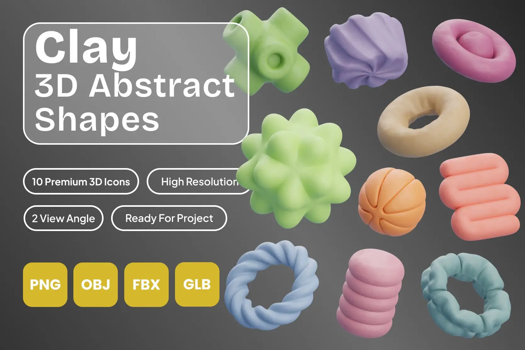 Clay 3D Abstract Shapes 4 clay 3d abstract shapes3