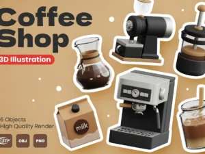 coffee shop 3d illustrations1