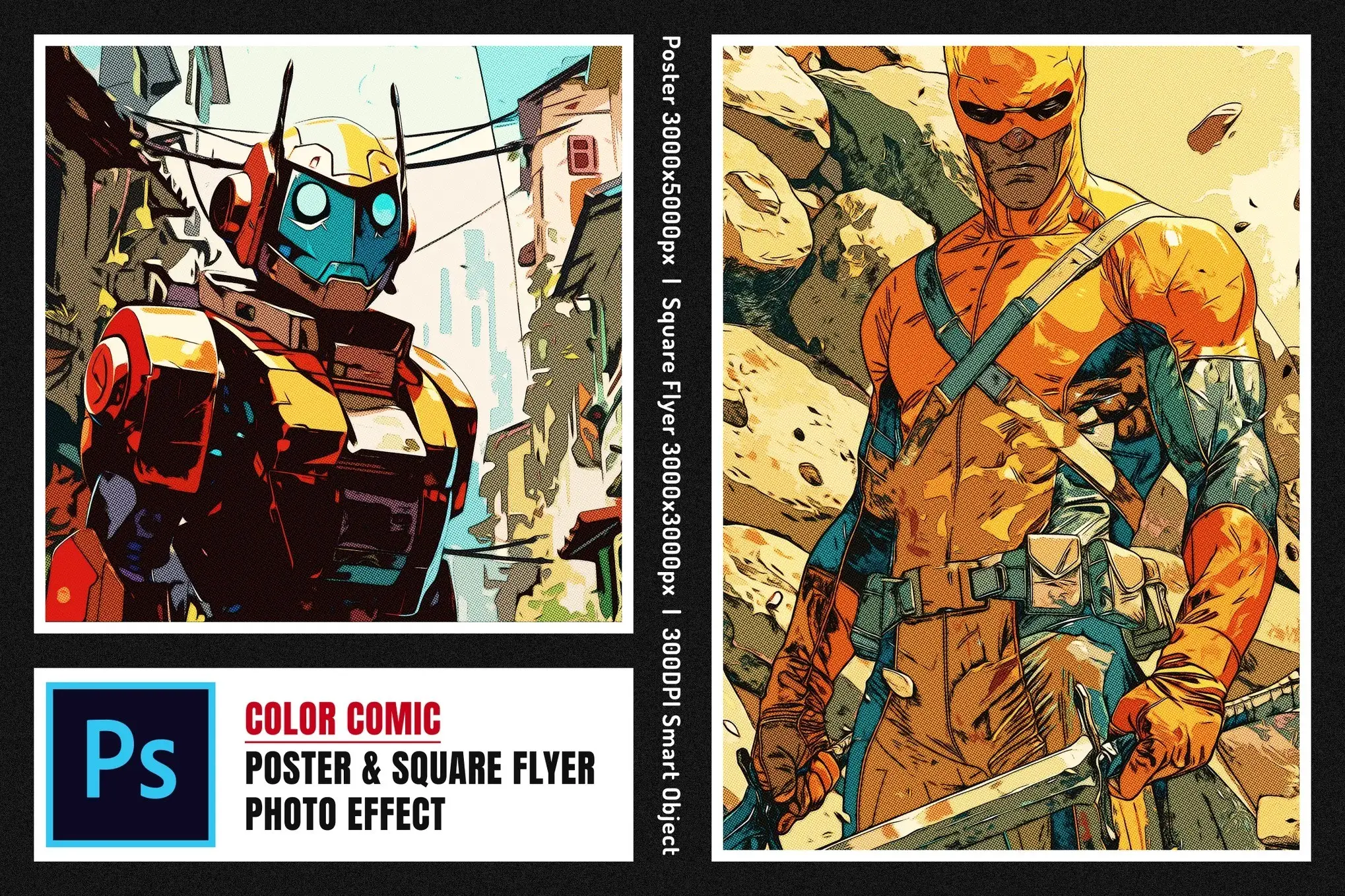 Color Comic Square And Poster Photo Effect 3 color comic square and poster photo effect1 1