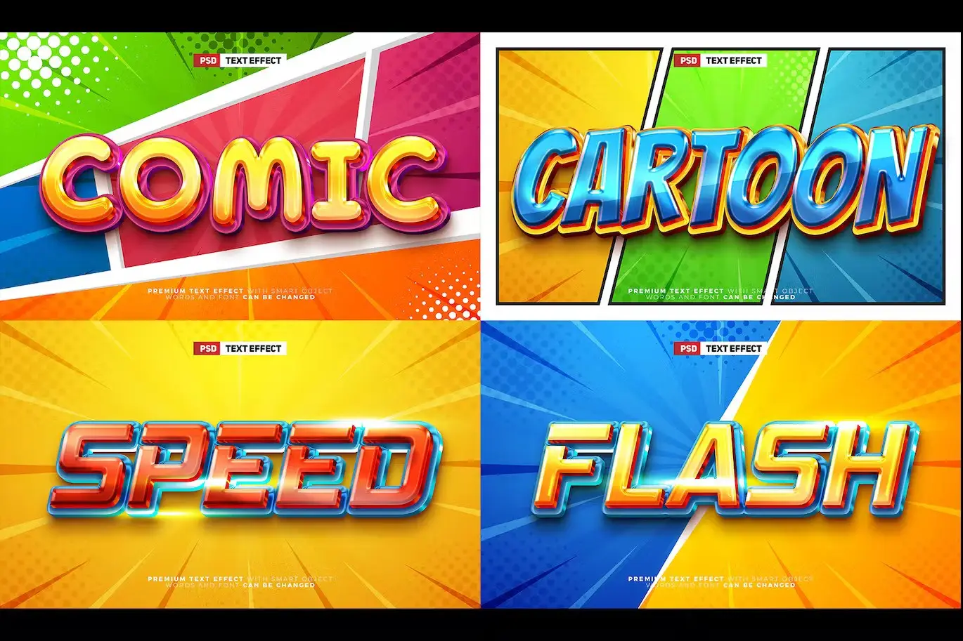 Comic Hero 3D Text Effect Template