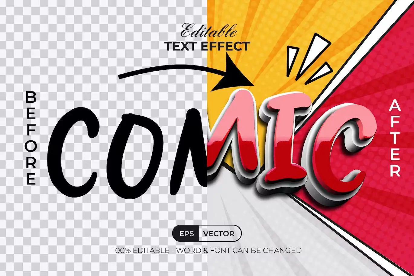 Comic Text Effect Red Shiny Style