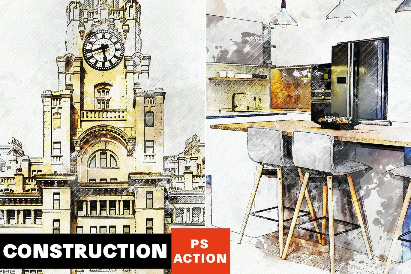 Construction - Architectural Art Photoshop Action