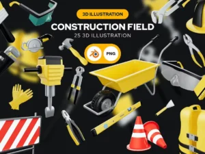 construction field 3d illustration pack1